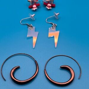 Stylish Gold Lightning Bolt Earrings